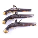 Three reproduction pistols and a reproduction map of Leicester,