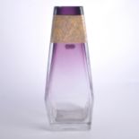 A Moser Karlsbad amethyst glass vase, tapered shaded body 27cm high,