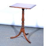 Victorian mahogany pedestal table, fixed rectangular top, tripod legs, width 46cm.