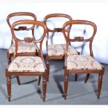 Set of four Victorian mahogany balloon back dining chairs,