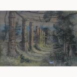 Violet Clutterbuck, A Terrace, watercolour, signed, 29cm x 42cm,