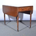 Victorian mahogany Pembroke table, (damaged), the top 91cm x 112cm maximum, height 71cm.