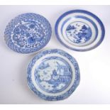 Chinese blue and white export porcelain dessert plate,