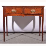 Mahogany side table, rectangular top with cross-banding and ebony stringing, two drawers,