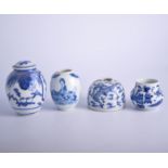 Chinese blue and white dome shape brush pot, decorated with dragons chasing a flaming pearl,