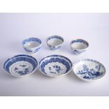 Collection of Chinese blue and white tea bowls and saucers.