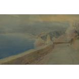 Alexander W. Remington, coastal path by an Italian lake, watercolour, signed, 28cm x 40cm.