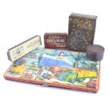 Collection of vintage tin boxes.