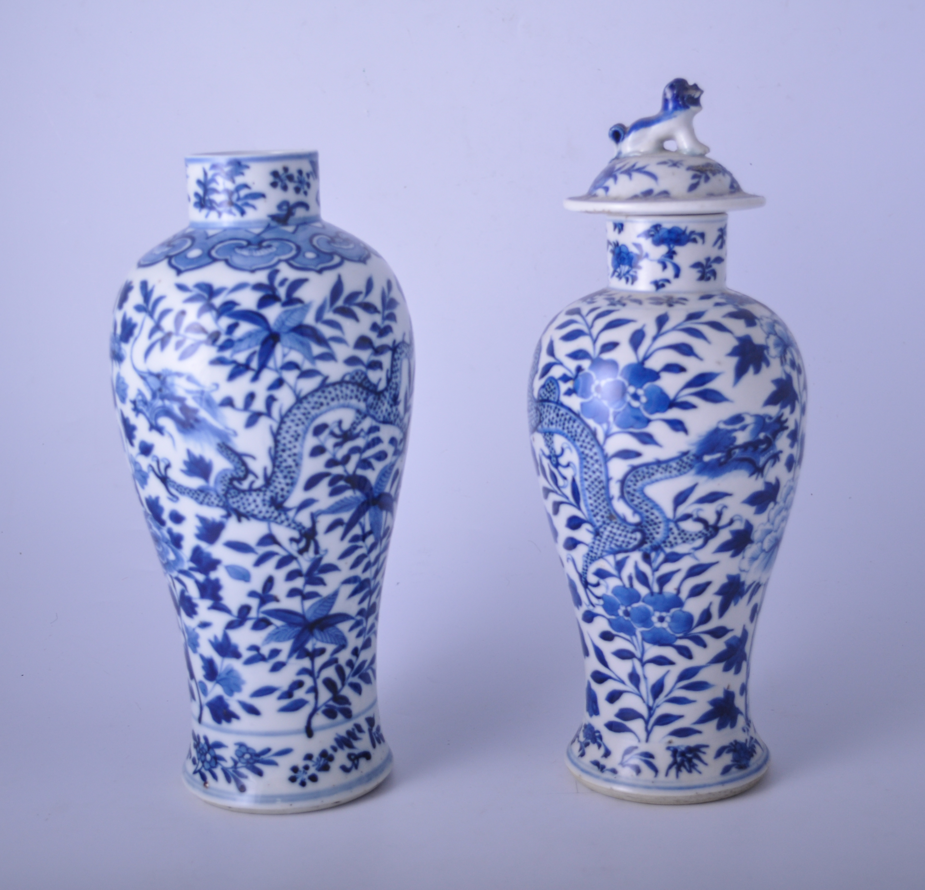 Chinese blue and white covered vase, bearing Kangxi four-character mark, baluster shape,