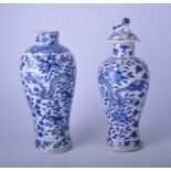 Chinese blue and white covered vase, bearing Kangxi four-character mark, baluster shape,