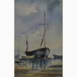 Kay Riley, two watercolours, along with three other watercolours all depicting boating scenes,