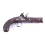 Flintlock pistol, H Nock, full walnut stock.