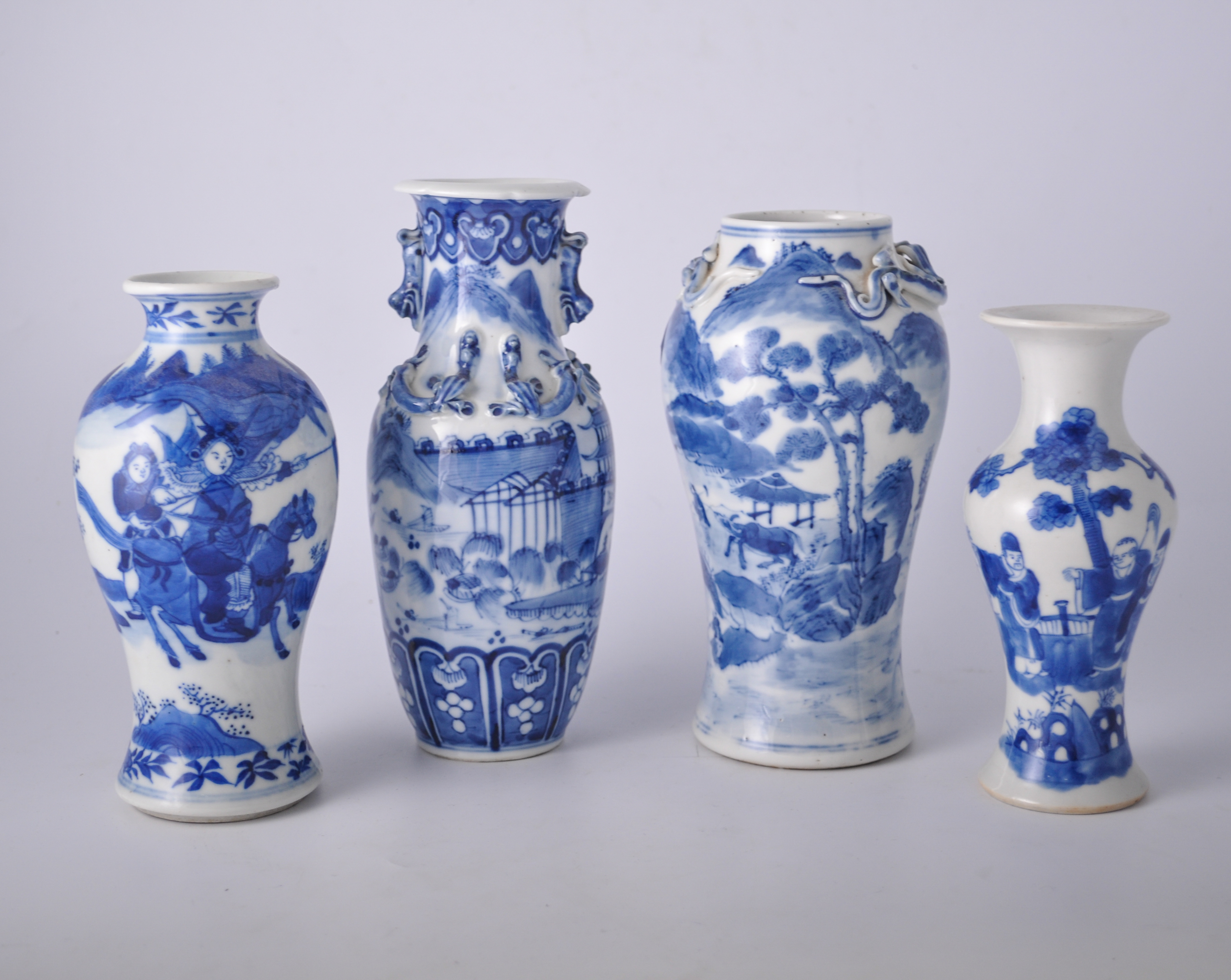 Chinese blue and white baluster shape vases, bearing Kangxi four-character mark,