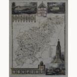 Colourprint map, Northamptonshire, reprint; collection of other Northamptonshire maps and prints.