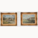 G Williams, Hunting scenes, a pair, oil on board, signed, 29cm x 39cm.