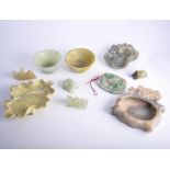 Small collection of soap stone and Jadeite carvings.