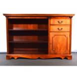 Reproduction bleached mahogany effect book case cabinet with open shelves,