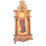 Florentine niche angel, gold ground, gesso frame, 47cm.