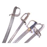 Cavalry sabre, 79cm curved blade, stamped Wilkinson (damaged), two-bar hilt,