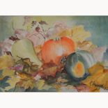 Champion, a still life of fruit, watercolour, signed,