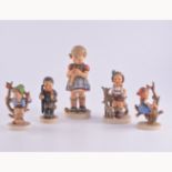 Eight Goebel Hummel figures to include a 16cm "A Stitch in Time",