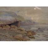 G. Barker, 'The Wreck', watercolour, signed, 35cm x 48cm.