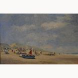 J. J. Fairhurst, Beach scene, oil on canvas