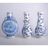 Chinese blue and white moon flask, decorated with a river landscape, 26cm,