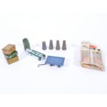 1930s Hornby tin-plate railway accessories, luggage with trolleys, along with platform machine,