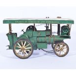 Scratch built model of a traction engine with canopy, 32cm.