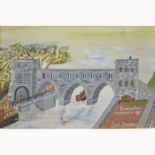 Joseph Dormont, Pont des Trous, oil on board, 21 x 30cm and another naive painting by the same hand,