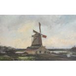 Willem Jansen, Windmill by a canal, signed, oil on canvas, 41cm x 61cm.