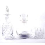Collection of table glassware including two decanters.