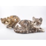 Two Winstanley pottery cats, seated tabbies, original glass eyes, each painted five with signature,