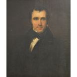 English School, signed, portrait of a gentleman, oil on canvas laid on panel, 74.5 x 62cm.