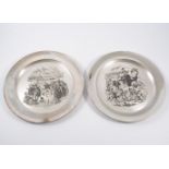 Two silver Series Ware plates, Pickwick Coaching plate by Toye Kenning & Spencer, limited edtion no.