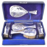 An Art Nouveau silver mounted six-piece brush set, by Colen Hewer Cheshire, Chester, 1903,