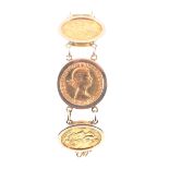 A gold sovereign bracelet, Six Full Sovereigns Elizabeth II 1968,