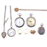 Silver and metal pocket watches etc,
