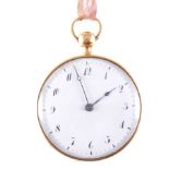 A yellow metal open face repeating pocket watch,