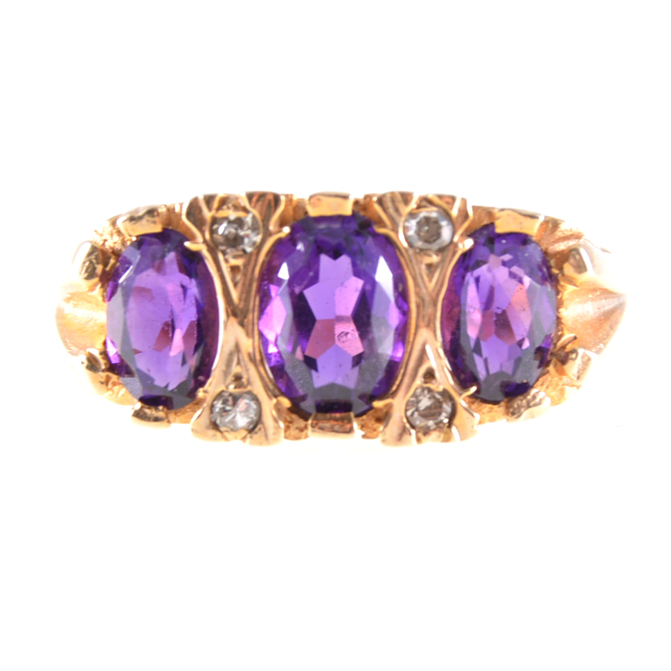 Two amethyst dress rings, an oval mixed cut amethyst 10.8mm x 8. - Image 2 of 2