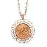 A Full Sovereign pendant and chain,