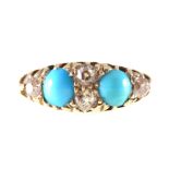 A turquoise and diamond half hoop ring,