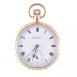 A 9 carat yellow gold open face pocket watch,