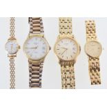 Six assorted wrist watches, Lady's gold-plated Roamer with a 9 carat yellow gold bracelet,