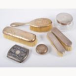 Assortment of silver backed dressing table brushes, and part dressing table sets,