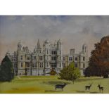 Oxley, Burghley House, watercolour, signed, 24x33cm.