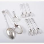 Set of six George III silver teaspoons, London 1803, Old English Pattern,