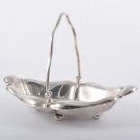 Silver navette shape dessert basket, by Joseph Rodgers & Sons, Sheffield 1916, lightly lobed,