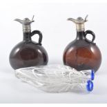 Nailsea type double flask, light festooned decoration,